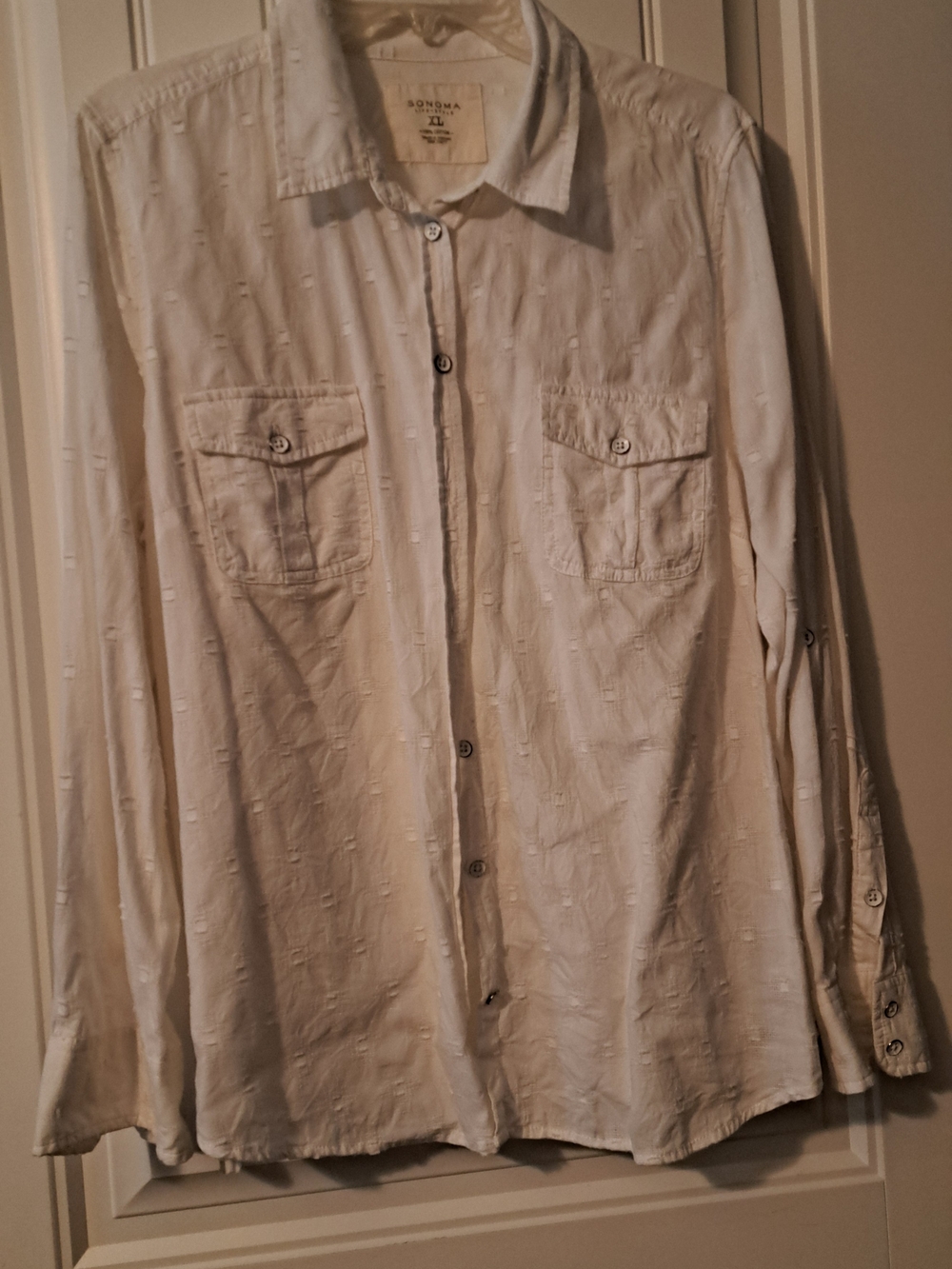 Sonoma White Button-Down Shirt with Chest Pockets